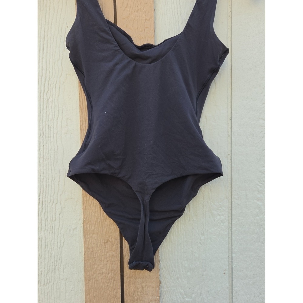 Skims Fits Everybody Square Neck Bodysuit Thong Baddie Xsmall Onyx Layer Norm - Picture 4 of 4